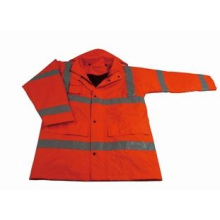 High Visibility Work Safety Rain Coat with Reflective Tape